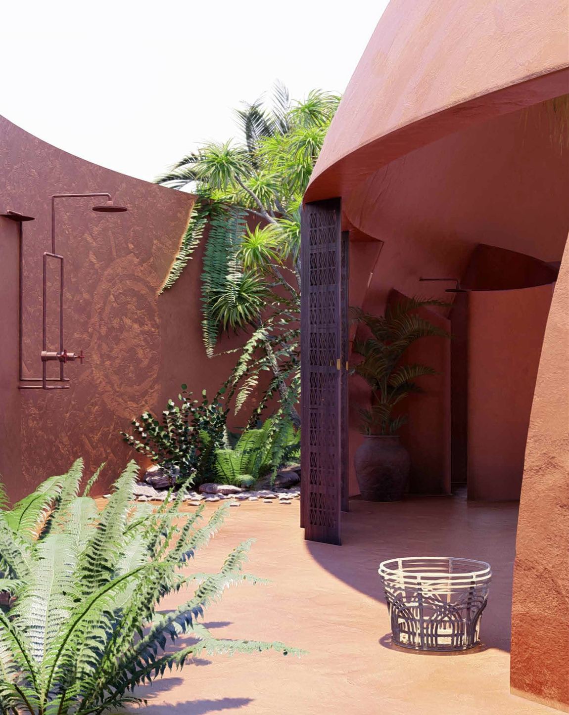 Garden bathroom at Taína, rendering